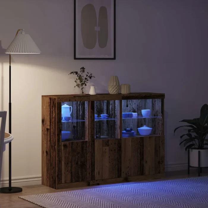 Novaro LED tálaló Öreg fa 142,5 x 37 x 100 cm Szerelt Fa