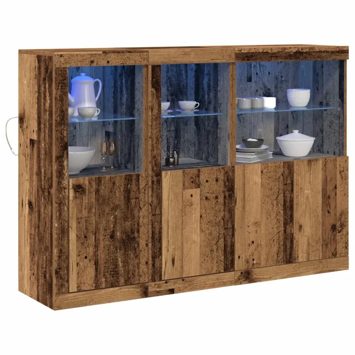 Novaro LED tálaló Öreg fa 142,5 x 37 x 100 cm Szerelt Fa