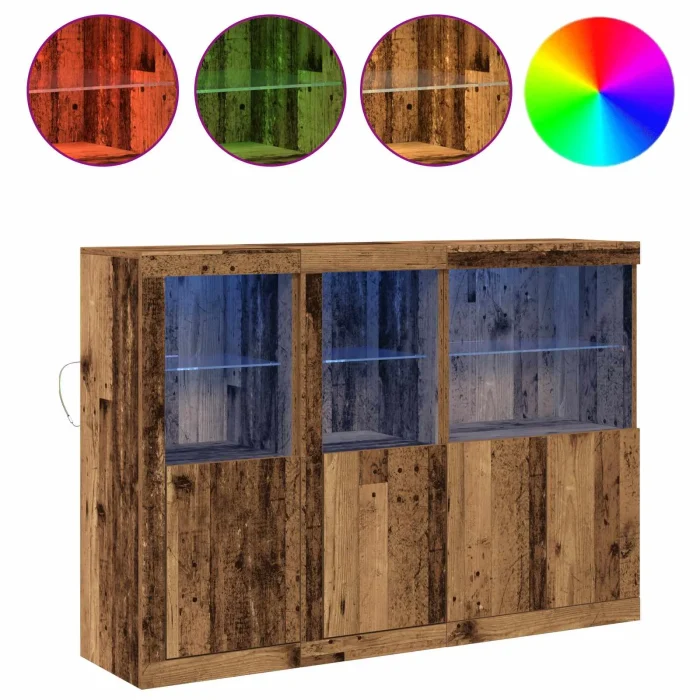 Novaro LED tálaló Öreg fa 142,5 x 37 x 100 cm Szerelt Fa