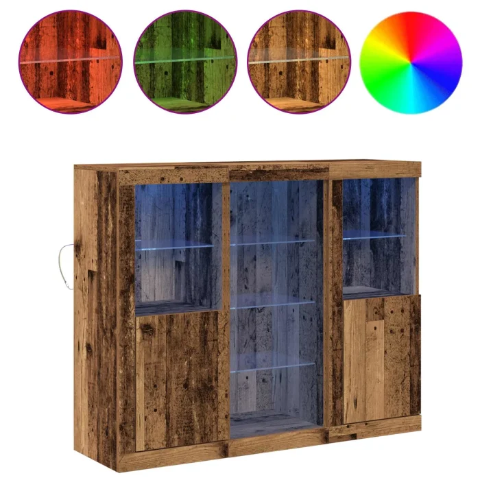 Novaro LED tálaló Öreg fa 123 x 37 x 100 cm Szerelt Fa