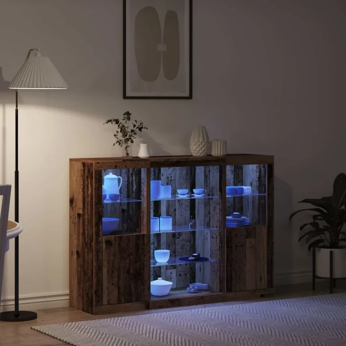 Novaro LED tálaló Öreg fa 142,5 x 37 x 100 cm Szerelt Fa