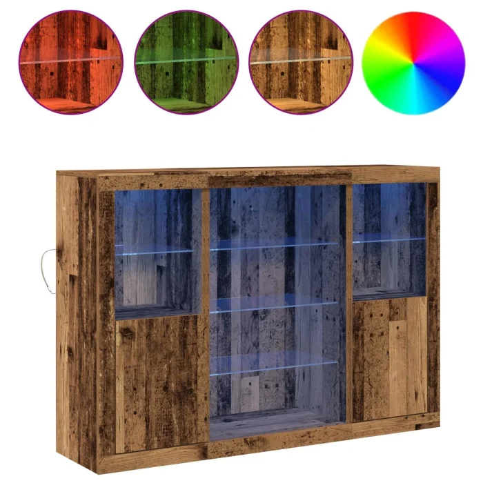 Novaro LED tálaló Öreg fa 142,5 x 37 x 100 cm Szerelt Fa