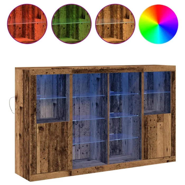 Novaro LED tálaló Öreg fa 163 x 37 x 100 cm Szerelt Fa