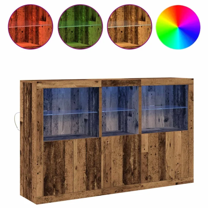 Novaro LED tálaló Öreg fa 162 x 37 x 100 cm Szerelt Fa
