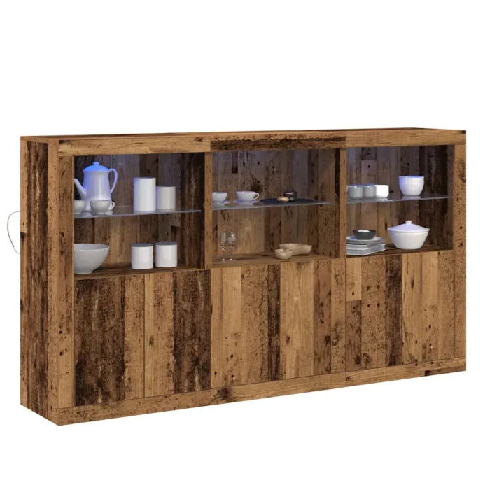 Novaro LED tálaló Öreg fa 181,5 x 37 x 100 cm Szerelt Fa