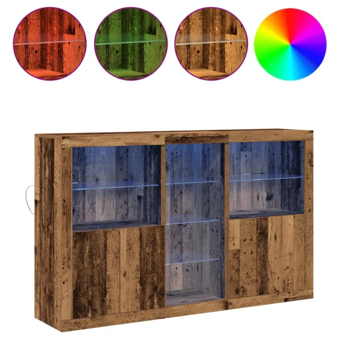 Novaro LED tálaló Öreg fa 162 x 37 x 100 cm Szerelt Fa