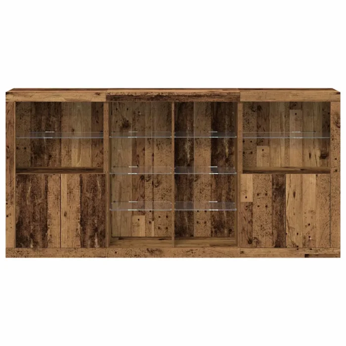 Novaro LED tálaló 3 db Öreg fa 202 x 37 x 100 cm Szerelt Fa