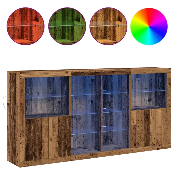 Novaro LED tálaló 3 db Öreg fa 202 x 37 x 100 cm Szerelt Fa