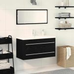 Novaro Fürdőszobai mosdószekrény 3 db Fekete tölgy 90 x 38,5 x 48 cm