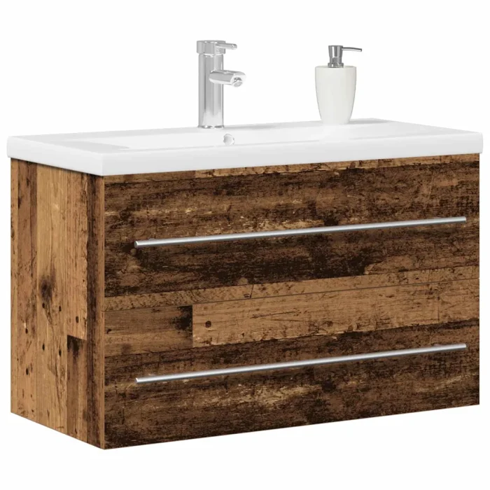 Novaro Fürdőszobai mosdószekrény fiókkal Öreg fa 80 x 38,5 x 48 cm