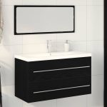 Novaro Fürdőszobai mosdószekrény 3 db Fekete tölgy 90 x 38,5 x 48 cm