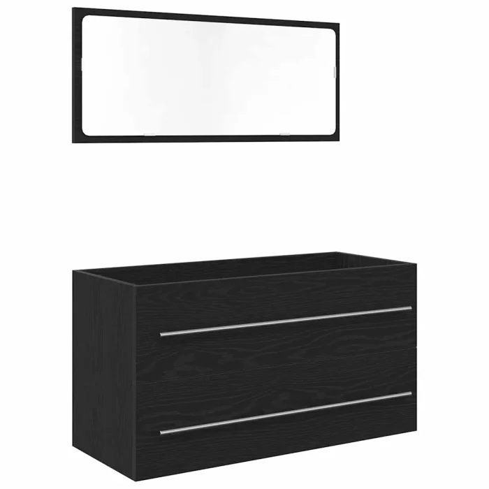 Novaro Fürdőszobai mosdószekrény 3 db Fekete tölgy 90 x 38,5 x 48 cm