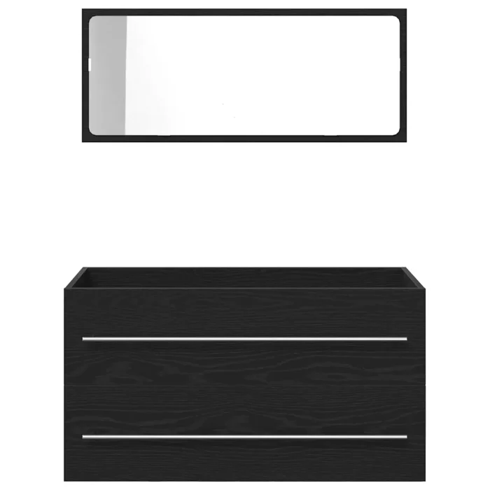 Novaro Fürdőszobai mosdószekrény 3 db Fekete tölgy 90 x 38,5 x 48 cm
