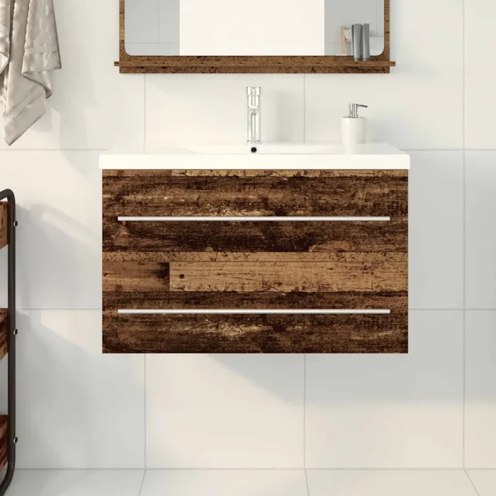 Novaro Fürdőszobai mosdószekrény 2 db Öreg fa 80 x 38,5 x 48 cm