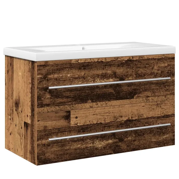 Novaro Fürdőszobai mosdószekrény 2 db Öreg fa 80 x 38,5 x 48 cm