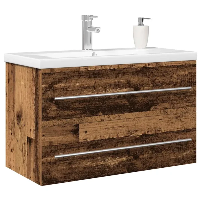 Novaro Fürdőszobai mosdószekrény 2 db Öreg fa 80 x 38,5 x 48 cm