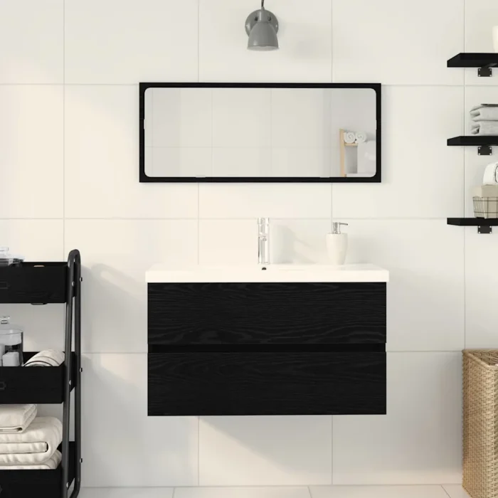 Novaro Fürdőszobai mosdószekrény Fekete tölgy 80 x 39 x 62 cm