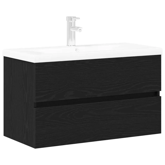 Novaro Fürdőszobai mosdószekrény Fekete tölgy 80 x 39 x 62 cm