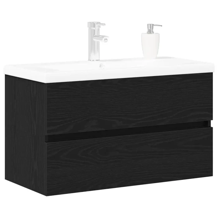 Novaro Fürdőszobai mosdószekrény Fekete tölgy 80 x 39 x 62 cm