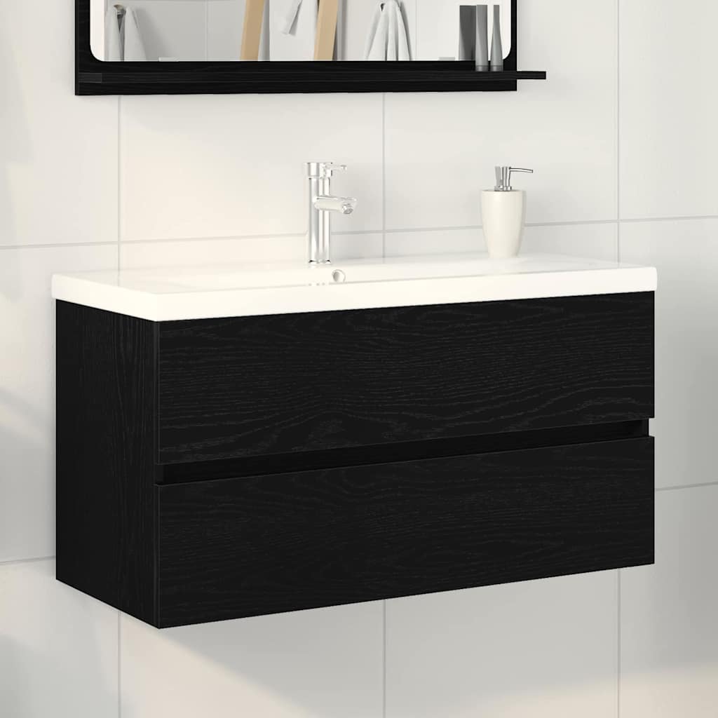 Novaro Fürdőszobai mosdószekrény Fekete tölgy 90 x 39 x 62 cm