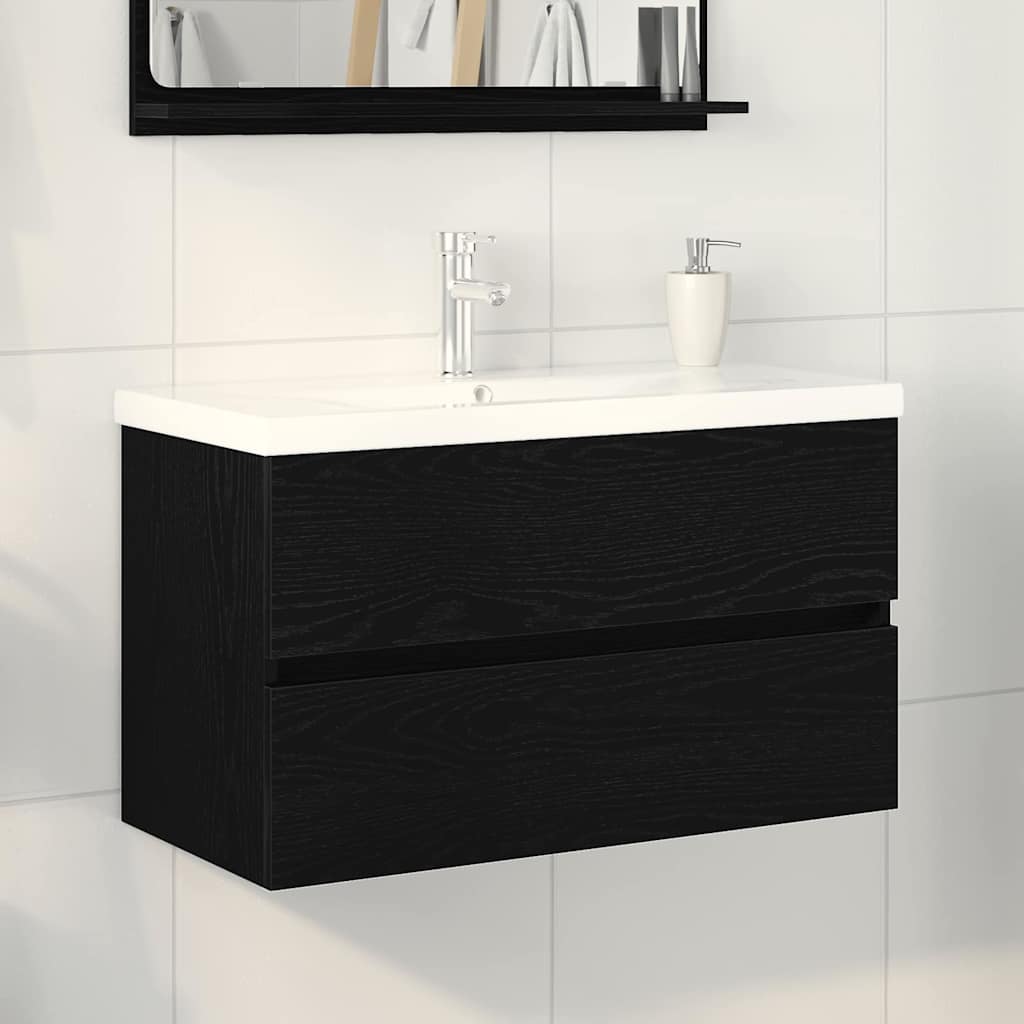 Novaro Fürdőszobai mosdószekrény Fekete tölgy 80 x 39 x 62 cm