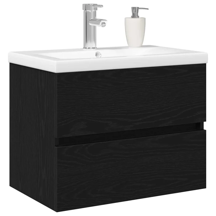 Novaro Fürdőszobai mosdószekrény Fekete tölgy 60 x 39 x 62 cm