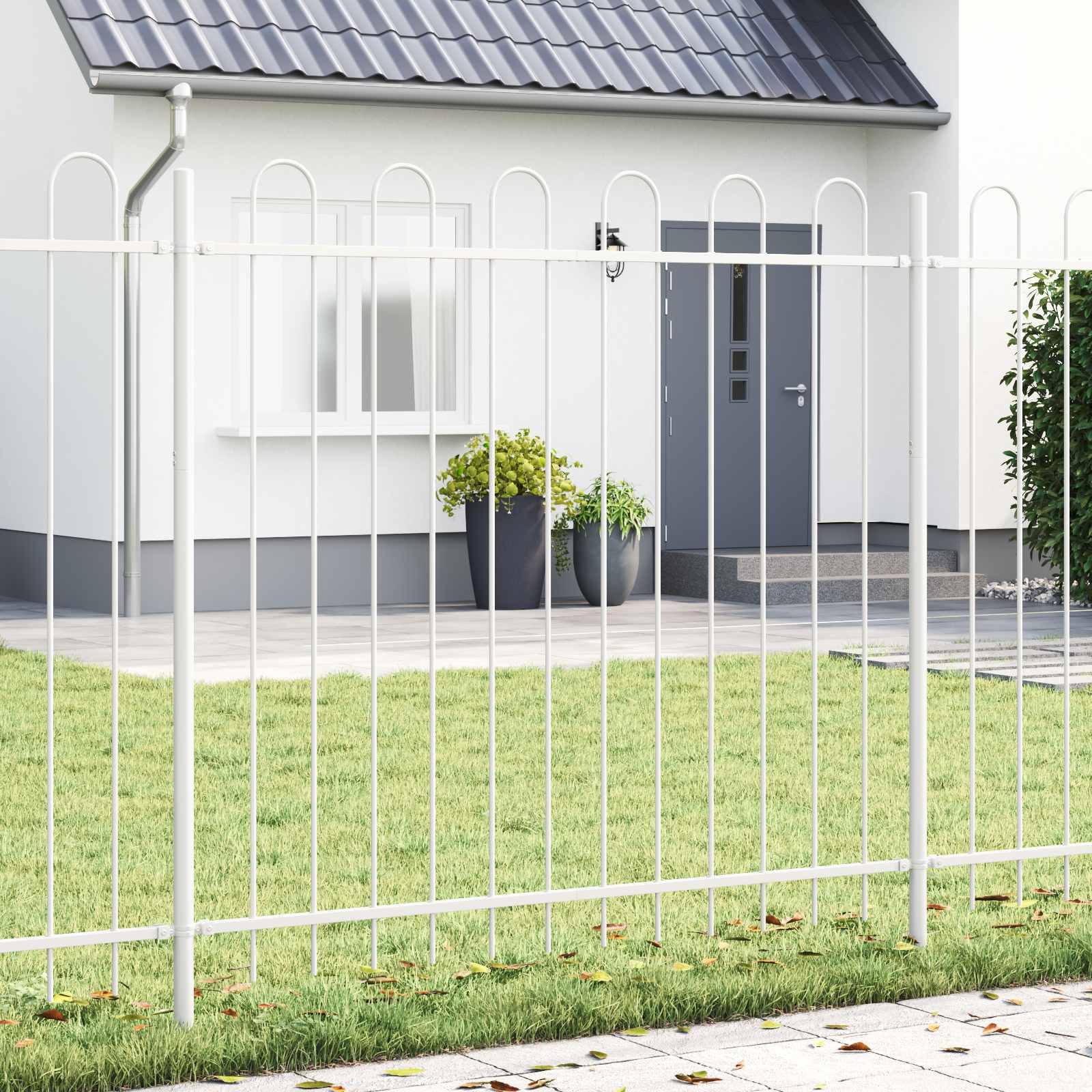 Novaro Kerti Kerítés BOXTEL 4 db 6,8 x 0,8 m Porfestett acél Fehér
