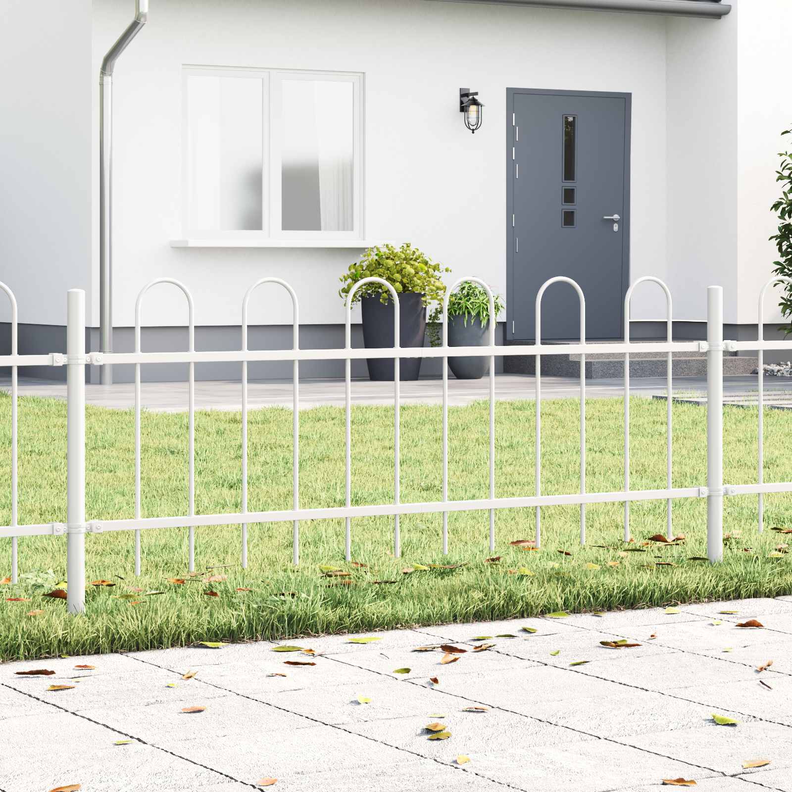 Novaro Kerti Kerítés BOXTEL 5 db 8,5 x 0,6 m Porfestett acél Fehér