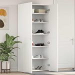 Novaro Cipőszekrény 80 x 35.5 x 180 cm Szerelt Fa Fehér