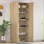 Novaro Cipőszekrény 80 x 35.5 x 180 cm Szerelt Fa Barna