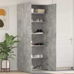 Novaro Cipőszekrény 80 x 35.5 x 180 cm Szerelt Fa Szürke