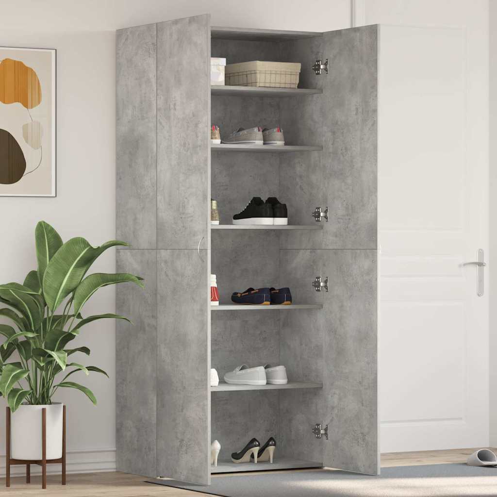 Novaro Cipőszekrény 80 x 35.5 x 180 cm Szerelt Fa Szürke