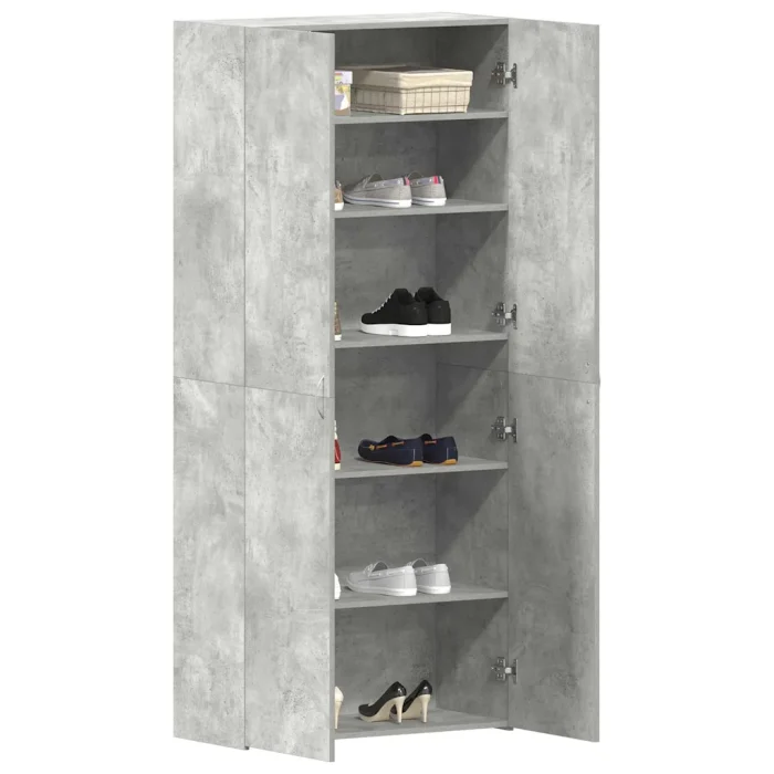 Novaro Cipőszekrény 80 x 35.5 x 180 cm Szerelt Fa Szürke
