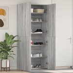 Novaro Cipőszekrény 80 x 35.5 x 180 cm Szerelt Fa Szürke
