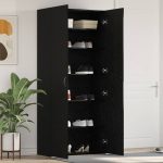 Novaro Cipőszekrény 80 x 35.5 x 180 cm Szerelt Fa Fekete
