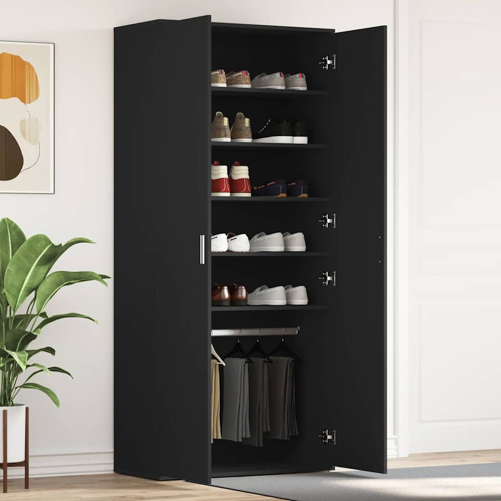 Novaro Cipőszekrény 80 x 39 x 178 cm Szerelt Fa Fekete