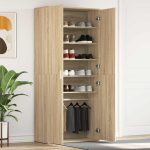 Novaro Cipőszekrény 80 x 39 x 178 cm Szerelt Fa Sonoma tölgy