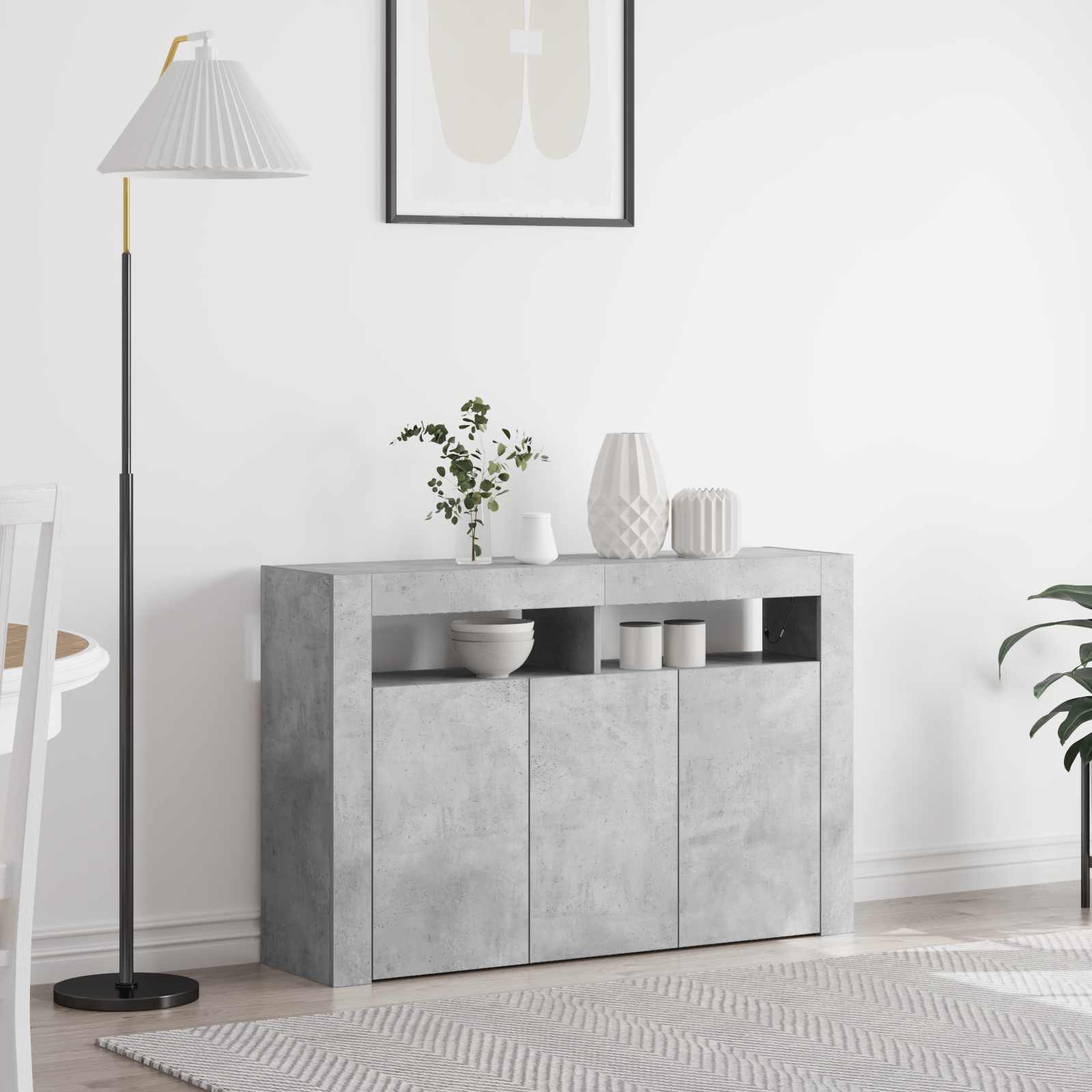 Novaro Széf Beton Szürke 116 x 30 x 75 cm Szerelt Fa