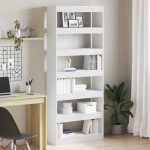 Novaro Könyvespolc 6 szintes 80 x 30 x 198 cm Szerelt Fa Fehér