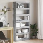 Novaro Könyvespolc 6 szintes 80 x 30 x 198 cm Szerelt Fa Beton Szürke