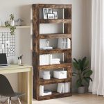 Novaro Könyvespolc 6 szintes 80 x 30 x 198 cm Szerelt Fa Füstölt tölgy