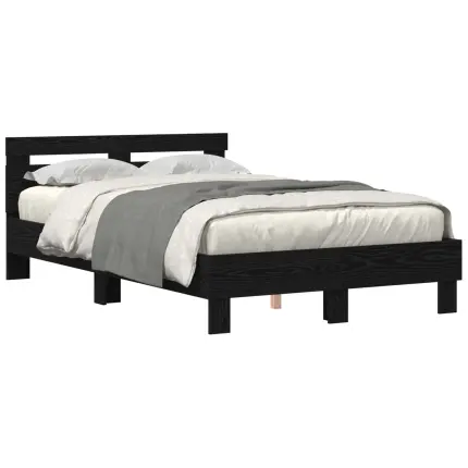 Novaro Ágykeret LED szalagokkal Fekete tölgy 135 x 190 cm Szerelt Fa