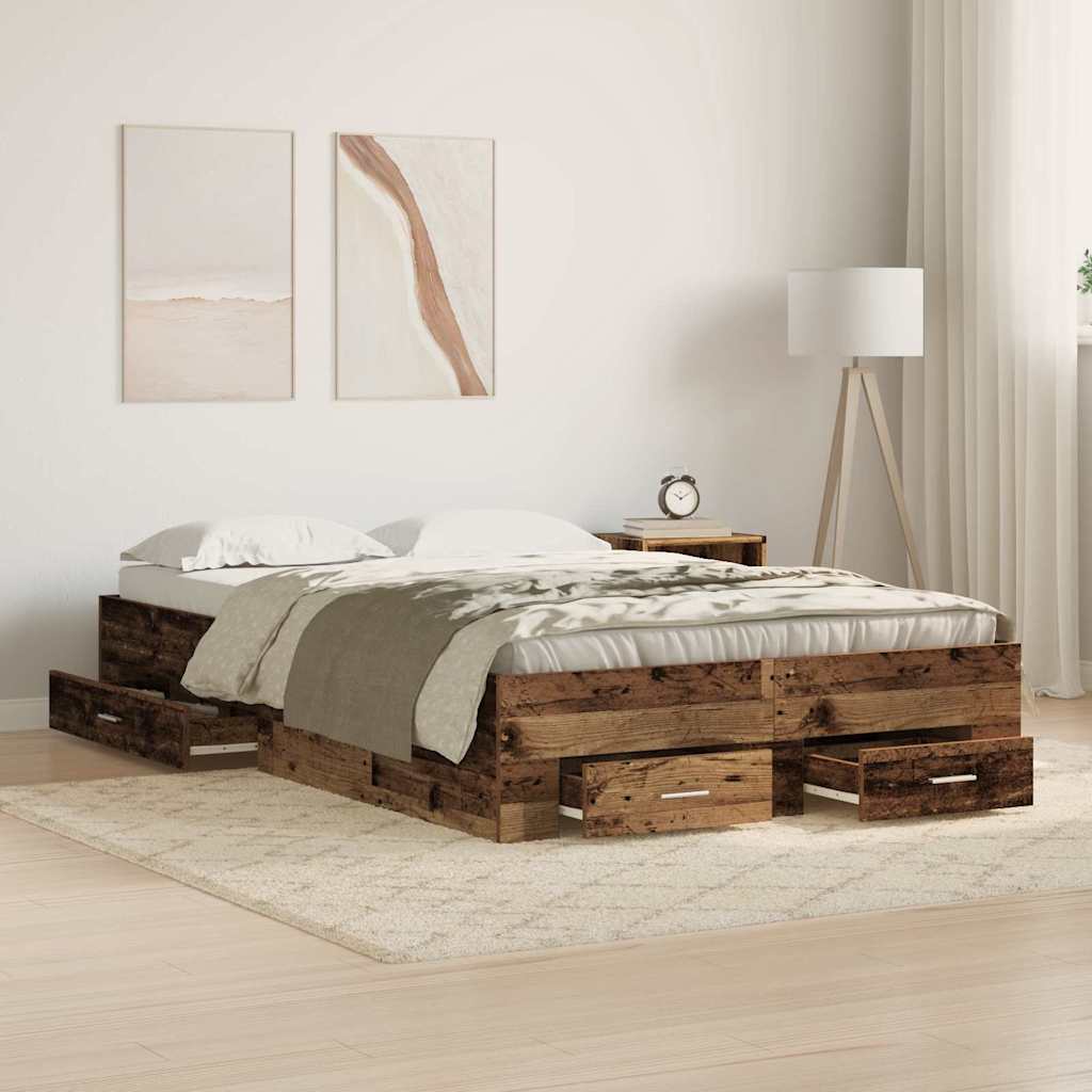 Novaro Ágykeret fiókkal tárolóval Öreg fa 120 x 190 cm Szerelt Fa