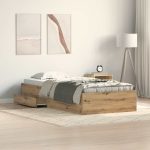 Novaro Ágykeret fiókkal tárolóval Artisan tölgy 90 x 190 cm Szerelt Fa