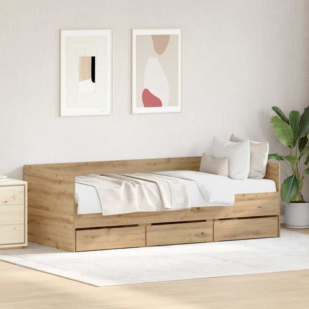 Novaro Nappaliágy fiókkal Artisan tölgy 90 x 190 cm Szerelt Fa