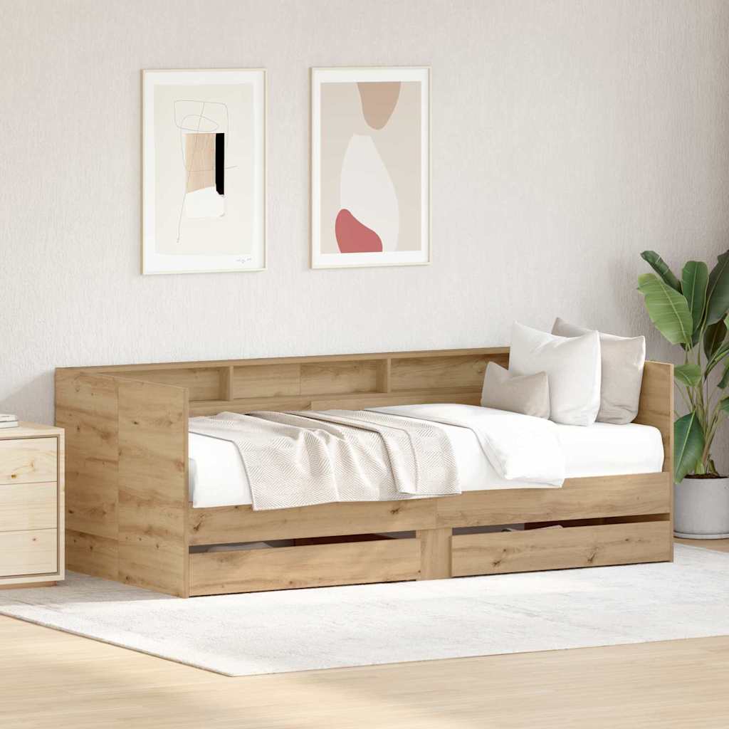 Novaro Nappaliágy fiókkal Artisan tölgy 90 x 200 cm Szerelt Fa