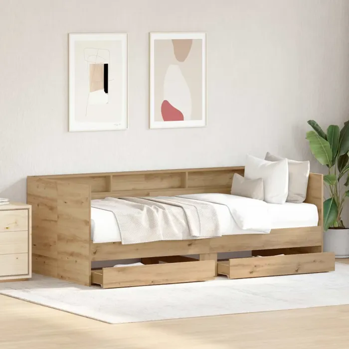 Novaro Nappaliágy fiókkal Artisan tölgy 90 x 200 cm Szerelt Fa