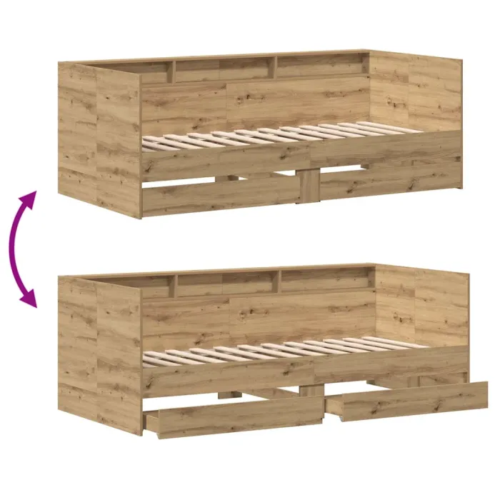 Novaro Nappaliágy fiókkal Artisan tölgy 90 x 200 cm Szerelt Fa