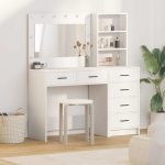 Novaro Öltözködőasztal 2 db Fehér 78.5 x 41 x 135 cm Szerelt Fa