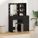 Novaro Öltözködőasztal 2 db Fekete 50 x 41 x 135 cm Szerelt Fa